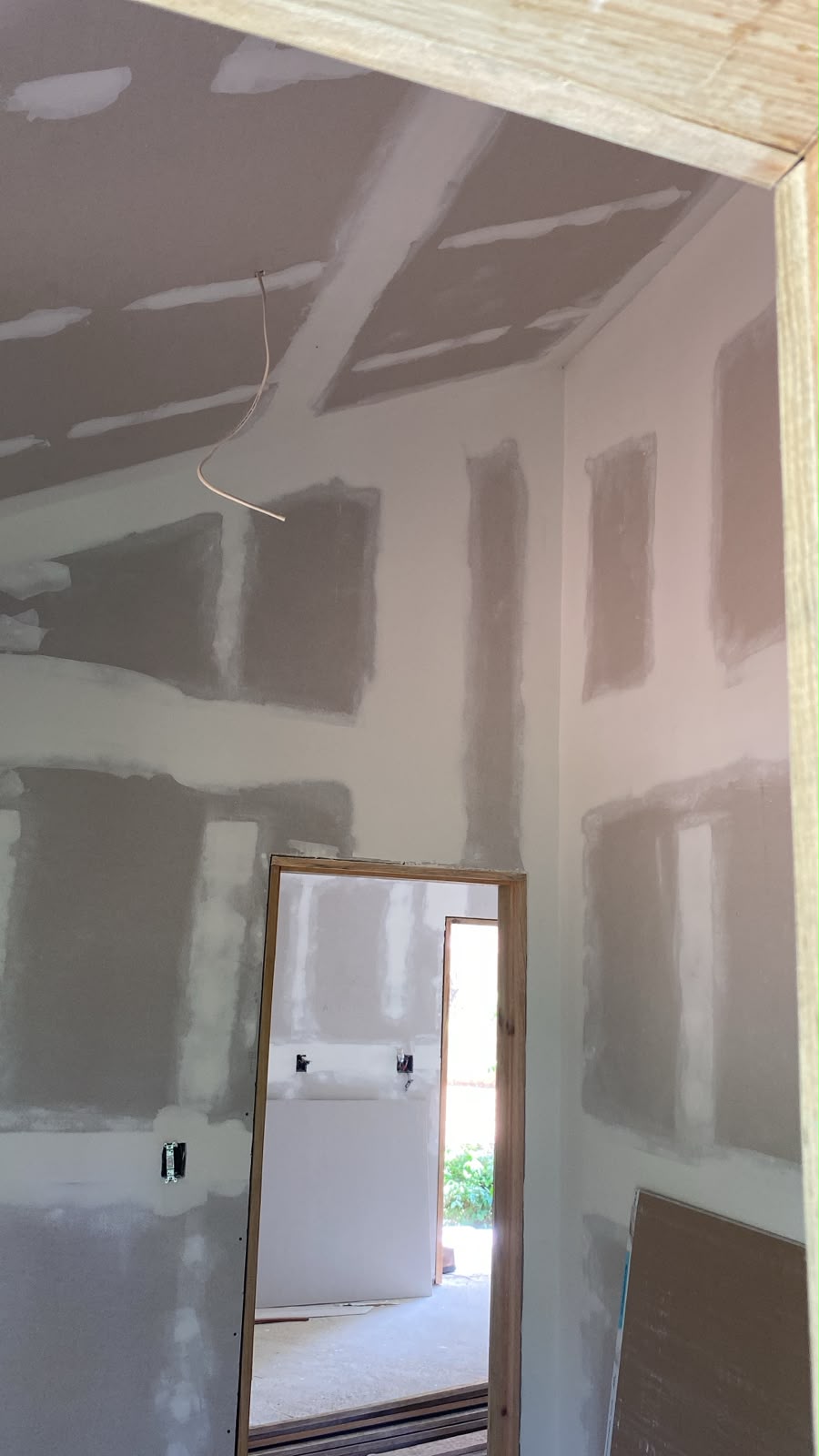 Interior drywall prepared for paint